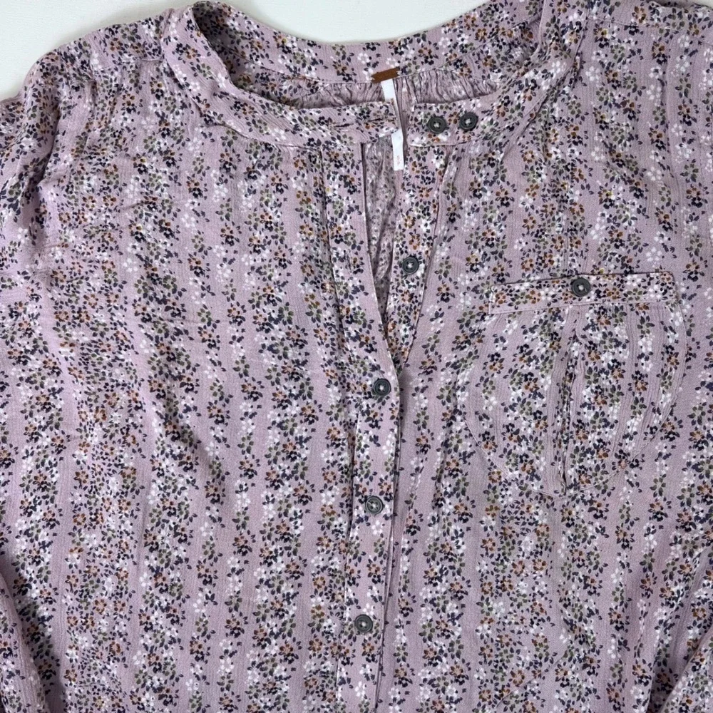 Free People Purple Floral Top Lavender Small Cottagecore‎ Fairycore Boho Peasant